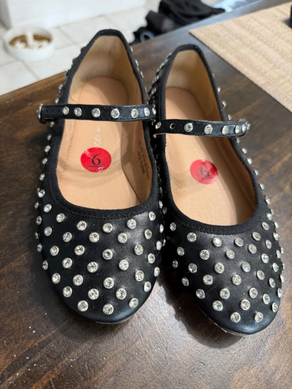House of Harlow 1960 Black Rhinestone Mary Jane Ballet Flats Size 6